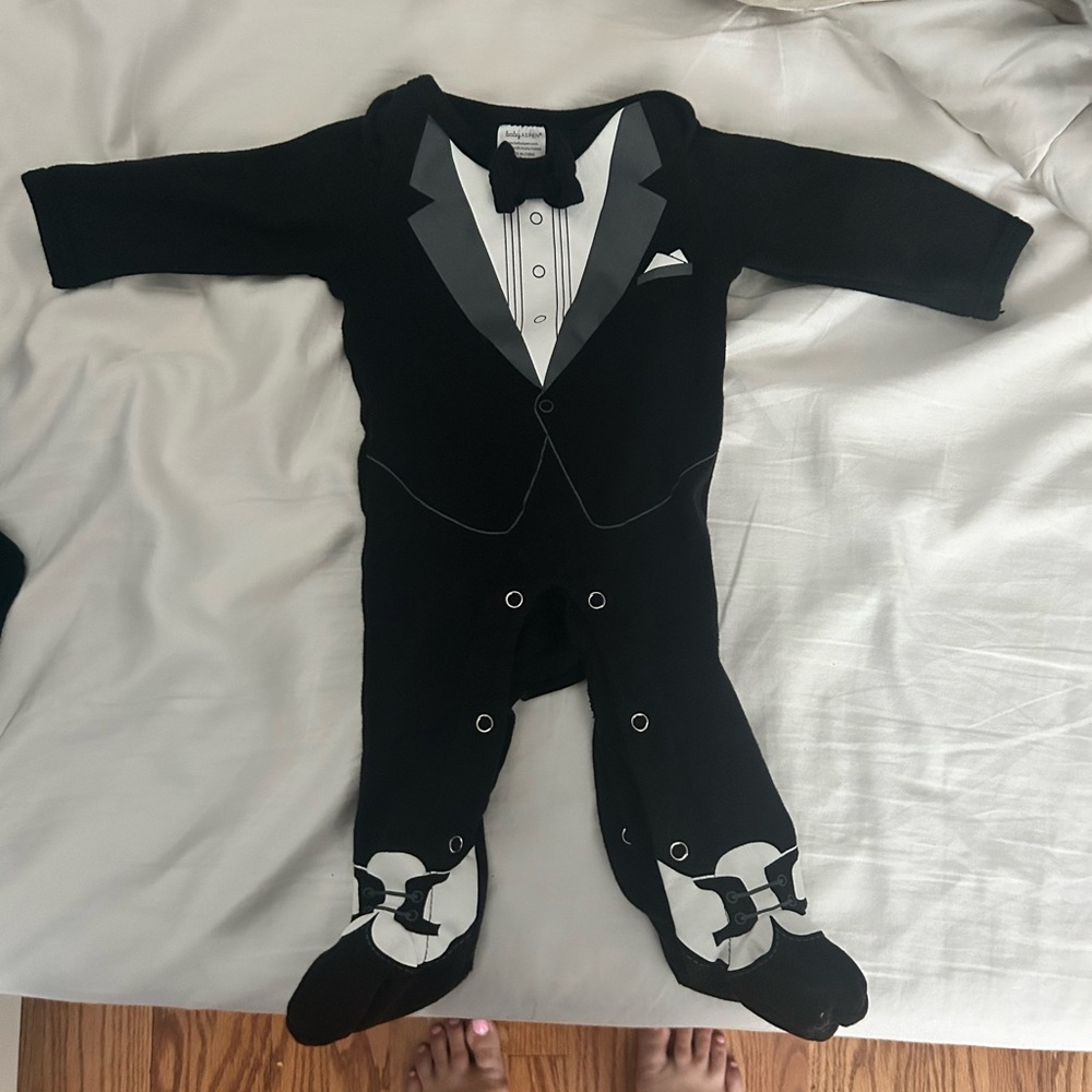 0-6 month baby tux onesie